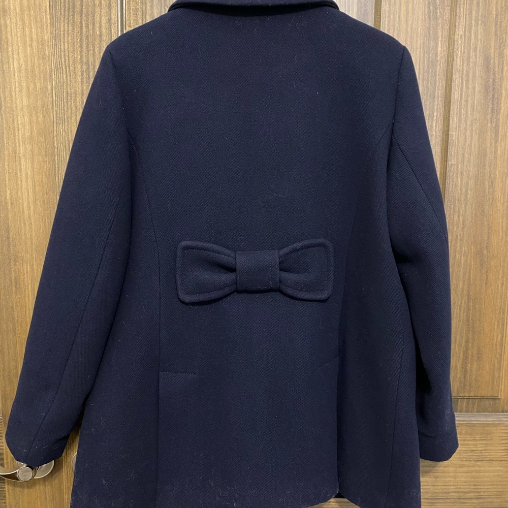 Kate Spade Bow-Back Double Breasted Peacoat Wool Blend Deep Navy XL.  NWOT